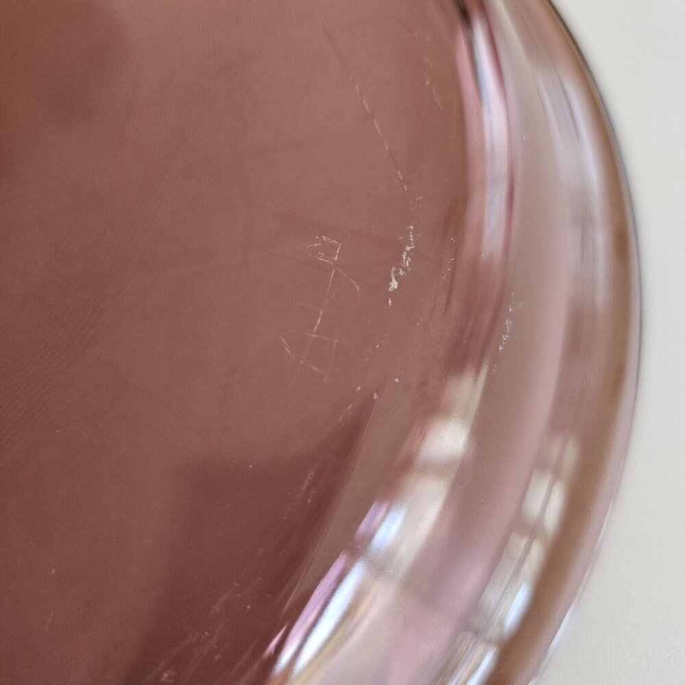 2 Pyrex Cranberry Glass Pie Plate 10” vintage Visions plum dish flaw - Picture 7 of 13